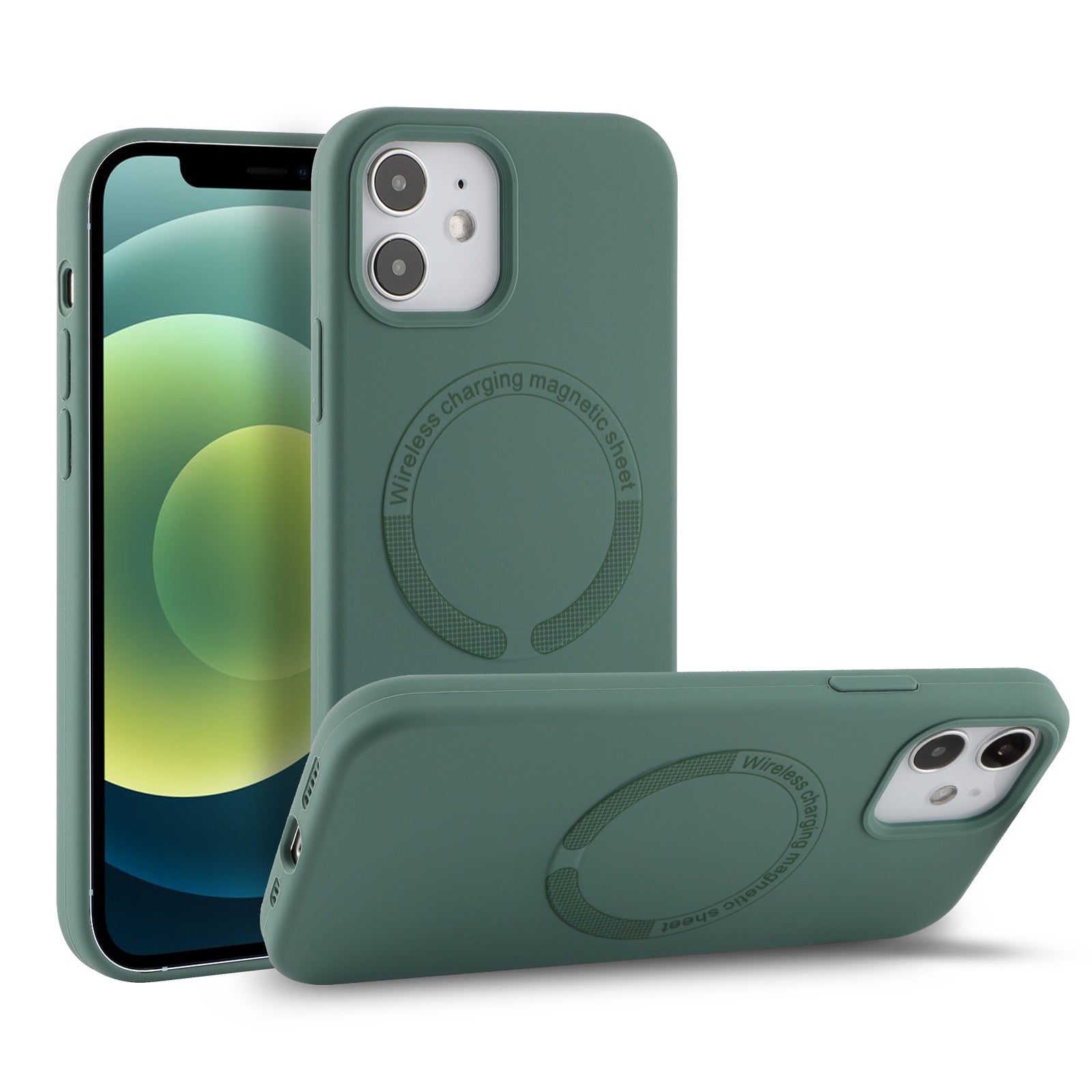 Coque En silicone Magnetique Gorilla Tech Vert Midnight  Qualité Premium Pour Apple iPhone 12 Pro