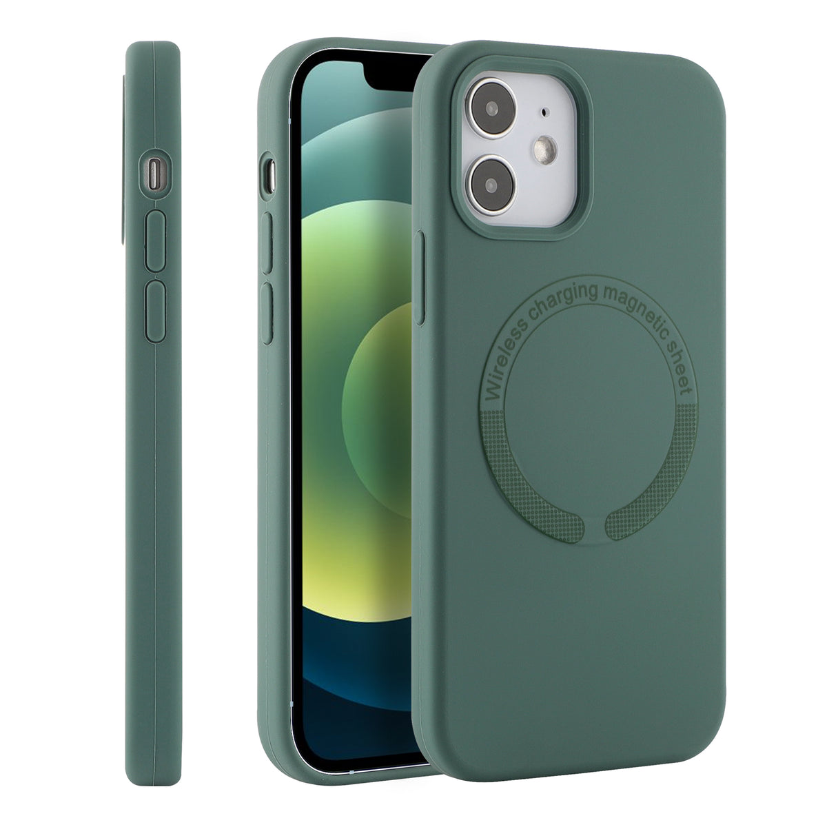 Coque En silicone Magnetique Gorilla Tech Vert Midnight  Qualité Premium Pour Apple iPhone 12 Pro