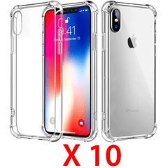Pack De 10 Coques Shockproof En Gel Transparent Pour Apple iPhone X/XS (bulk)