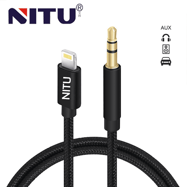 Cable auxiliare vers Lightning NITU 3M noir (qualité premiun)