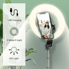 Selfie stick/trépied LED 360 bluetooth pour smartphone (qualité premium)