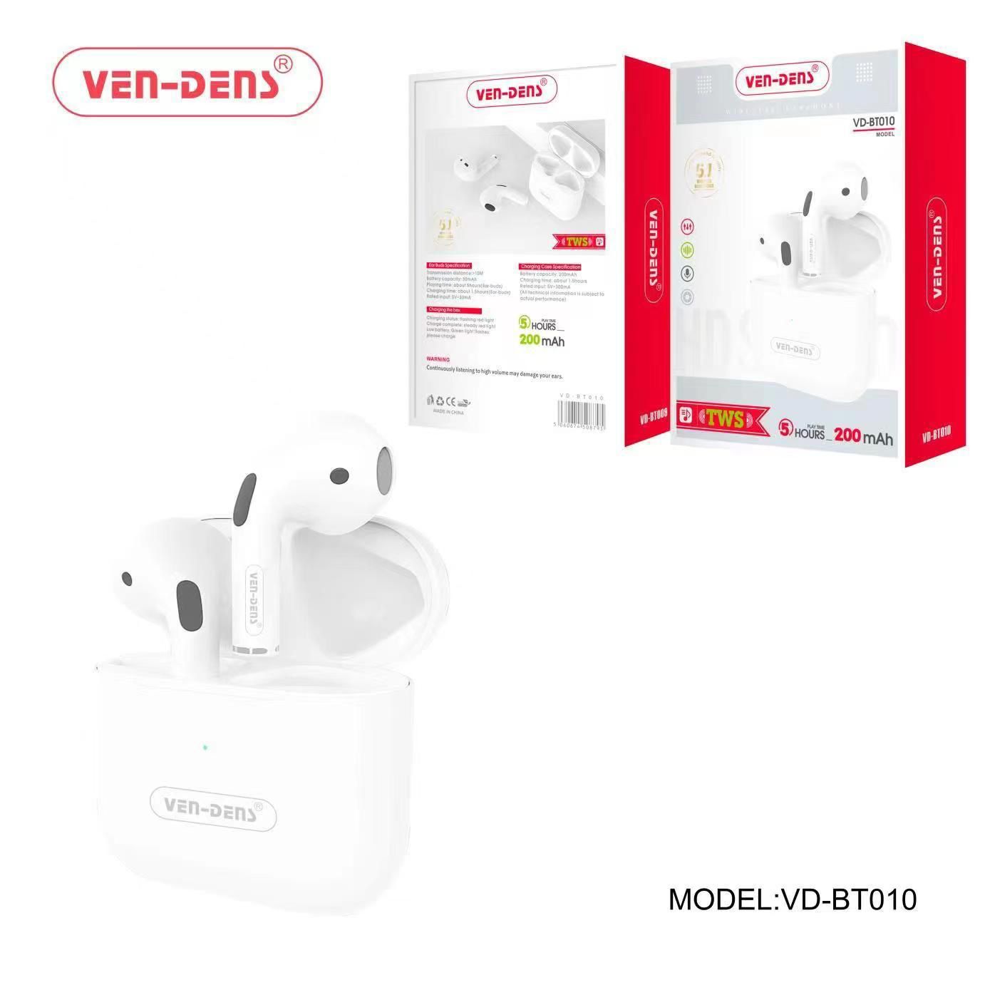 Ecouteur Bluetooth Blanc Ven-Dens VD-BT010 Compatible IOS et Android 200mAh