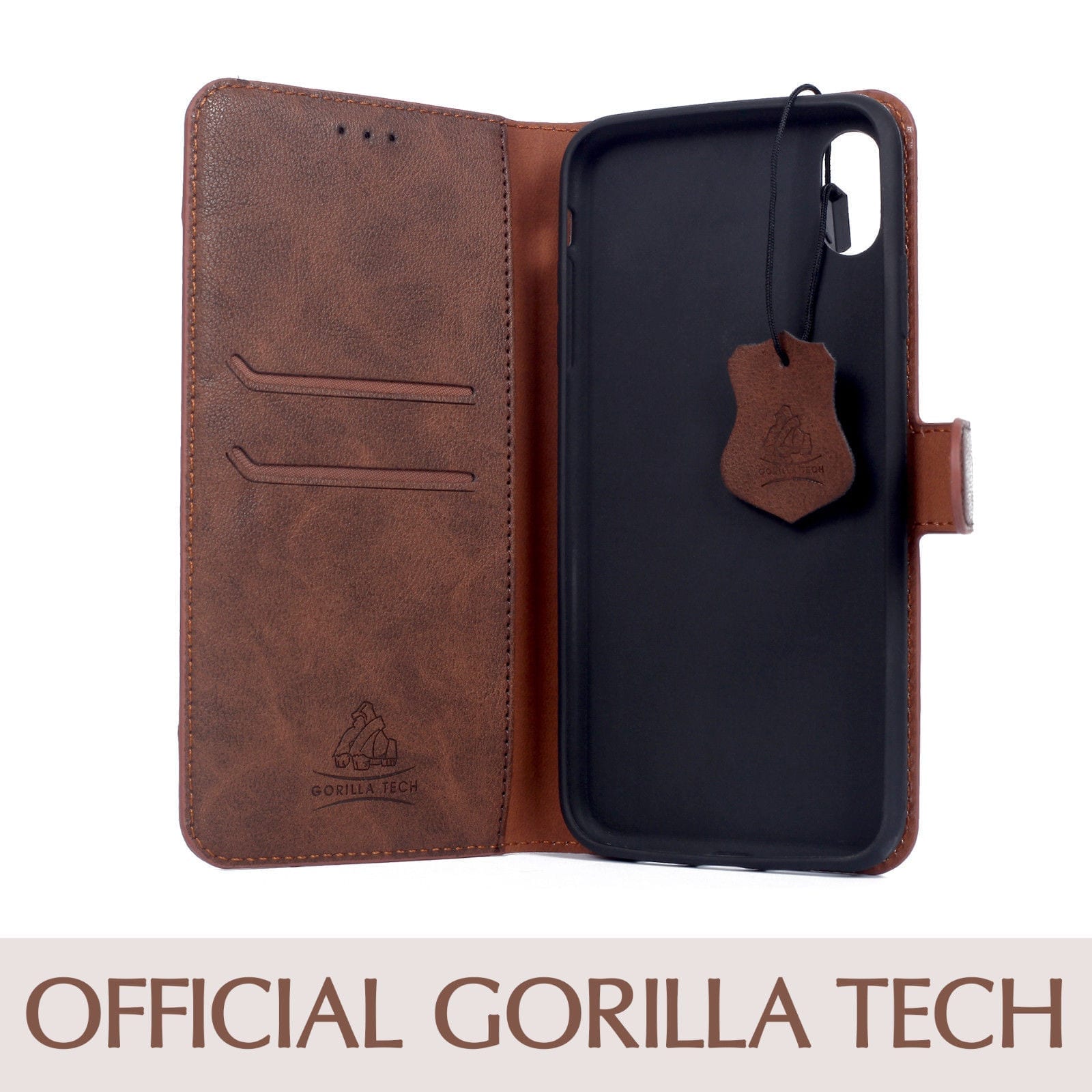 Etui Portefeuille Premium Gorilla Tech Marron Pour Apple iPhone XS Max