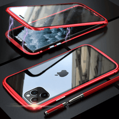 Coque Magnetique Rouge En Verres Deux Faces Pour Samsung Galaxy A50
