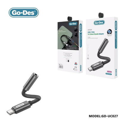 Adaptateur USB-C Mâle vers Jack 3,5mm Femelle Go-Des GD-UC027
