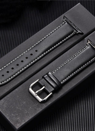 Bracelet  Vintage En Cuir Noir Pour Apple Watch Taille 44mm/45mm/46mm/49mm