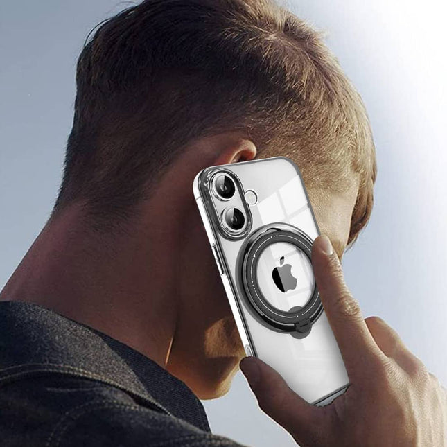 Coque  En Gel Gorilla Tech Qualité Premium a Anneau Magnétique Rotatif Noir Pour iPhone 15 Pro