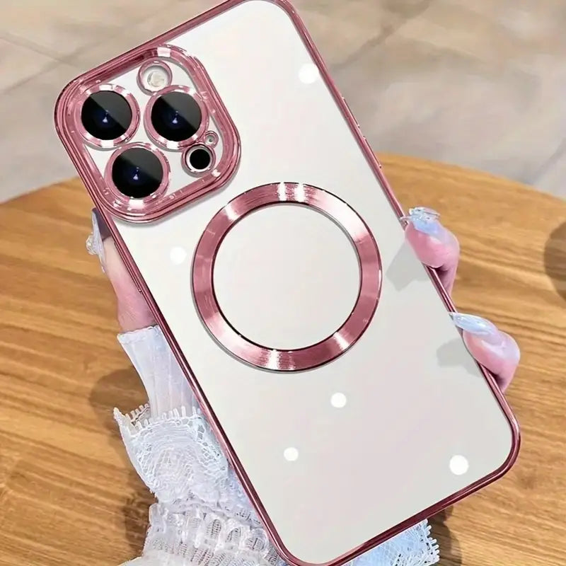 Coque En Gel Magnetique Gorilla Tech Qualité Premium Effet  Chromé Rose Gold Pour Apple iPhone 16 Pro Max