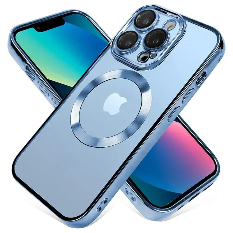 Coque En Gel Magnetique Gorilla Tech Qualité Premium Effet Chromé Bleu Pour Apple iPhone 14 Pro Max