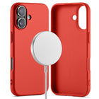Coque De Charge Magnétique Sans Fil Magsafe En Silicone Rouge Souple Pour iPhone 17