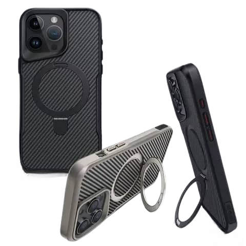 Coque En Gel Gorilla Tech Carbon Magnétique a Anneau Noir Pour iPhone 15 Pro Max