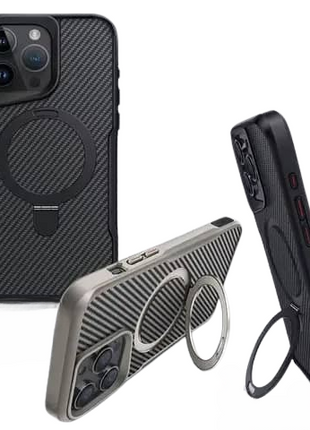 Coque En Gel Gorilla Tech Carbon Magnétique a Anneau Noir Pour iPhone 15 Pro Max