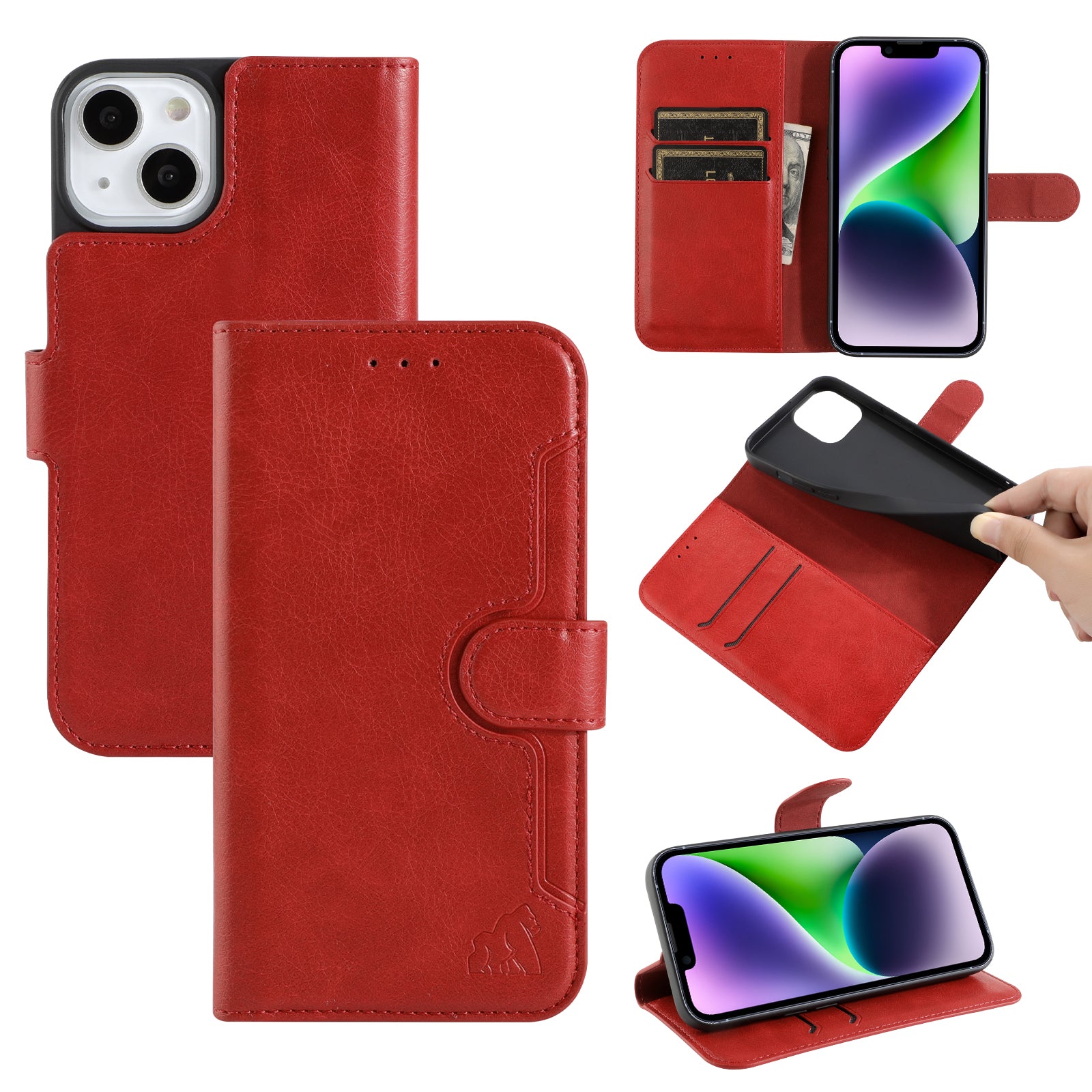 Etui Portefeuille Premium Gorilla Tech  Rouge Pour Apple iphone 12 Pro/12 (6.1)
