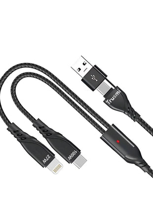 Câble de Recharge tressé CA39-108 100W 2-in-2 USB A & C To C And Lightning