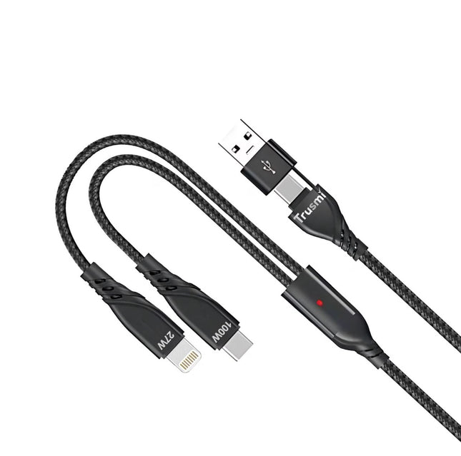 Câble de Recharge tressé CA39-108 100W 2-in-2 USB A & C To C And Lightning