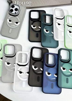 Coque Givrée Magnétique avec Magsafe Noir  A Motif Angry Cat Touche Pas Mon Téléphone Pour iPhone 16 Plus