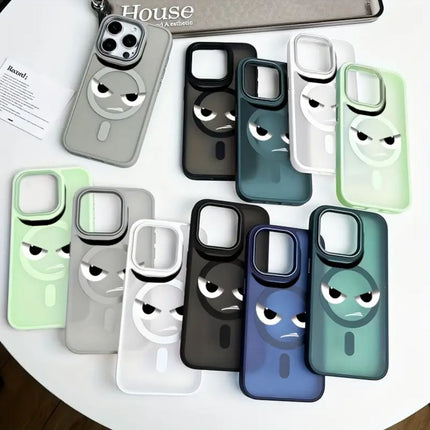 Coque Givrée Magnétique avec Magsafe Naturel Titanium A Motif Angry Cat Touche Pas Mon Téléphone Pour iPhone 16 Pro Max