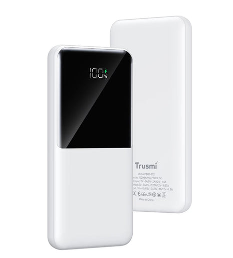 Digital Power Bank, Batterie Externe TRUSMI 10000 mAh 22.5W Couleur Blanc