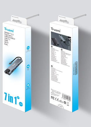 Adaptateur  Type-C To USB 3.02+Type-C 2+HDMI+RJ45+SD/TF PD100W