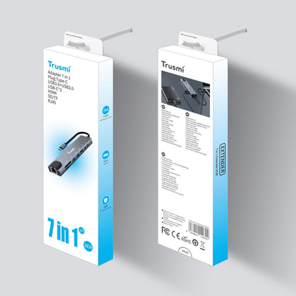 Adaptateur  Type-C To USB 3.02+Type-C 2+HDMI+RJ45+SD/TF PD100W