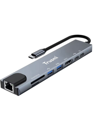 Adaptateur  Type-C To USB 3.02+Type-C 2+HDMI+RJ45+SD/TF PD100W
