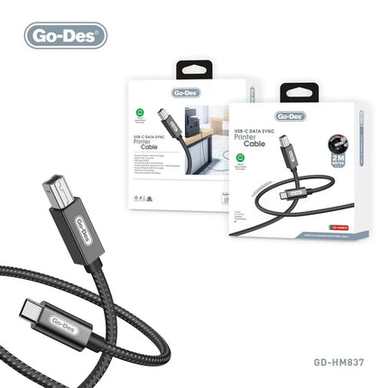 Câble Imprimante USB-C vers USB-B 2.0 Go-Des GD-HM837 (2 m)