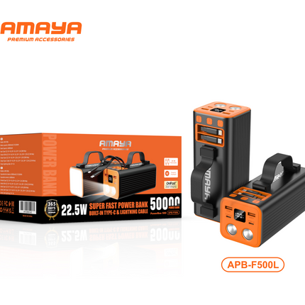Batterie Externe Amaya 50000mAh Charge Ultra-Rapide avec Câble Intégré (APB-F500L)