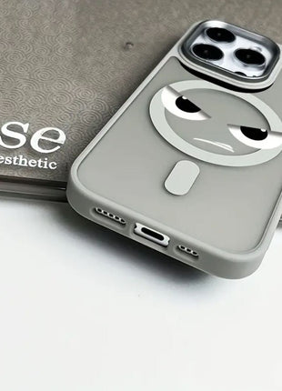 Coque Givrée Magnétique avec Magsafe Naturel Titanium A Motif Angry Cat Touche Pas Mon Téléphone Pour iPhone 16