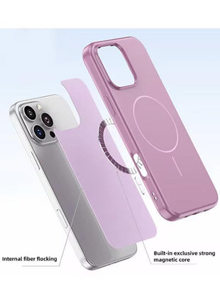 Coque De Charge Magnétique Sans Fil Magsafe Soft  Pour iPhone 16 De Couleur Violet