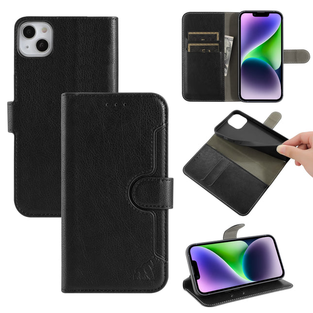 Etui Portefeuille Premium Gorilla Tech Noir Pour Apple iPhone 15 Pro Max