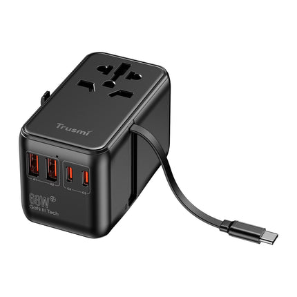 Trusmi Adaptateur de Voyage Universel 68W (Technologie GaN III) – 5 Sorties de Charge Rapide- CH18-02