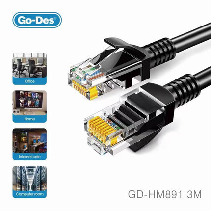 Câble Réseau Ethernet Cat6 Gigabit RJ45 Go-Des GD-HM891 (15 m)