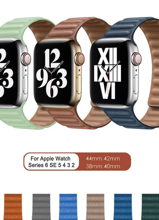Bracelet En Cuir et Silicone Magnétique Noir Pour Apple Watch Taille 44mm/45mm/46mm/49mm