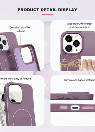 Coque De Charge Magnétique Sans Fil Magsafe Soft  Pour iPhone 16 De Couleur Violet