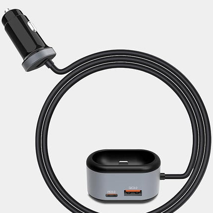 Extension Chargeur Voiture XO pour Siège Arrière (PD 3.0 + QC 3.0)
