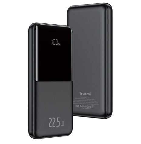 Digital Power Bank, Batterie Externe TRUSMI 10000 mAh 22.5W Couleur Noir