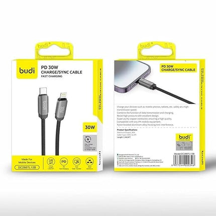 Budi Câble USB-C vers Lightning 30W - 1.2 mètres - 1.2M