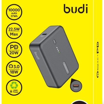 Budi Batterie Externe 10000mAh  – 20W PD + QC3.0 Charge Rapide, Compact & Lightweight - PB097B