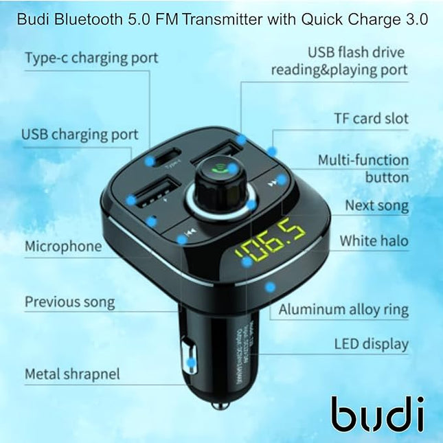 Budi Transmetteur FM avec Charge rapide 3.0, 42W