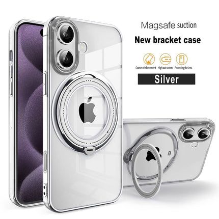 Coque  En Gel Gorilla Tech Qualité Premium a Anneau Magnétique Rotatif Argenté Pour iPhone 16 Pro