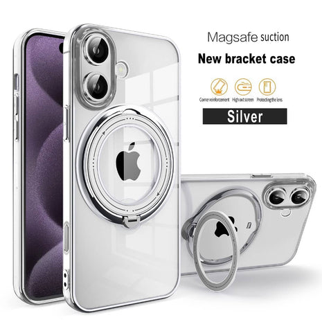 Coque  En Gel Gorilla Tech Qualité Premium a Anneau Magnétique Rotatif Argenté Pour iPhone 14 Pro Max
