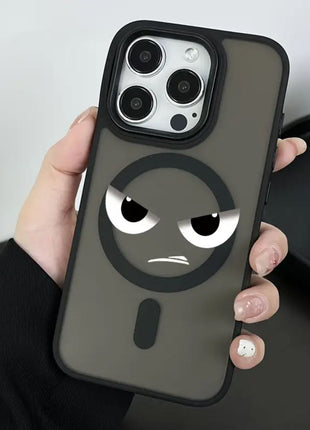 Coque Givrée Magnétique avec Magsafe Noir  A Motif Angry Cat Touche Pas Mon Téléphone Pour iPhone 16 Plus