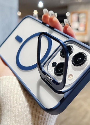 Coque MagSafe Bleu Foncé Pour Apple iPhone 16 Plus Avec Support Et Protection Pour l'Appareil Photo