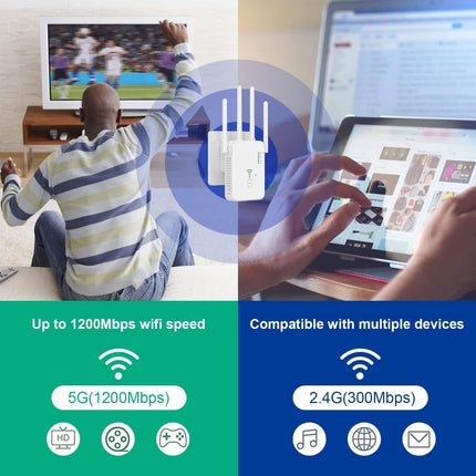 Répéteur Wi-Fi Amplificateur de Signal 1200 Mbps Go-Des GD-WPS03