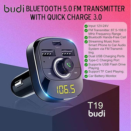 Budi Transmetteur FM avec Charge rapide 3.0, 42W