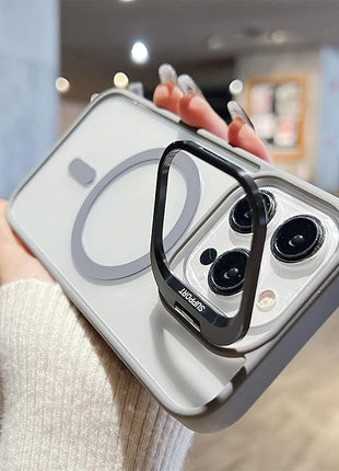 Coque MagSafe Gris Pour Apple iPhone 16 Avec Support Et Protection Pour l'Appareil Photo