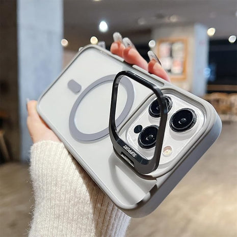 Coque MagSafe Gris Pour Apple iPhone 16 Pro Max Avec Support Et Protection Pour l'Appareil Photo