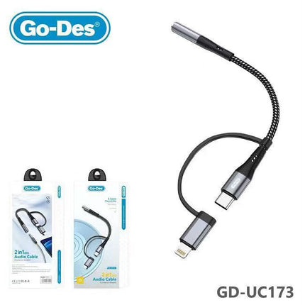 Câble Audio OTG 2-en-1 Go-Des GD-UC173, Adaptateur Connecteur