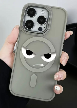 Coque Givrée Magnétique avec Magsafe Naturel Titanium Motif Angry Cat Touche Pas Mon Téléphone Pour iPhone 16 Pro