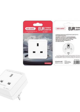 Adaptateur Secteur EUR TOURIST ADAPTOR 3 Broches Vers 2 Broches